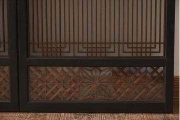 【T様ご成約分】昭和期 細かな組子が美しい書院ガラス戸4枚セット(欄間、引き戸、窓)