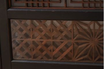 【T様ご成約分】昭和期 細かな組子が美しい書院ガラス戸4枚セット(欄間、引き戸、窓)