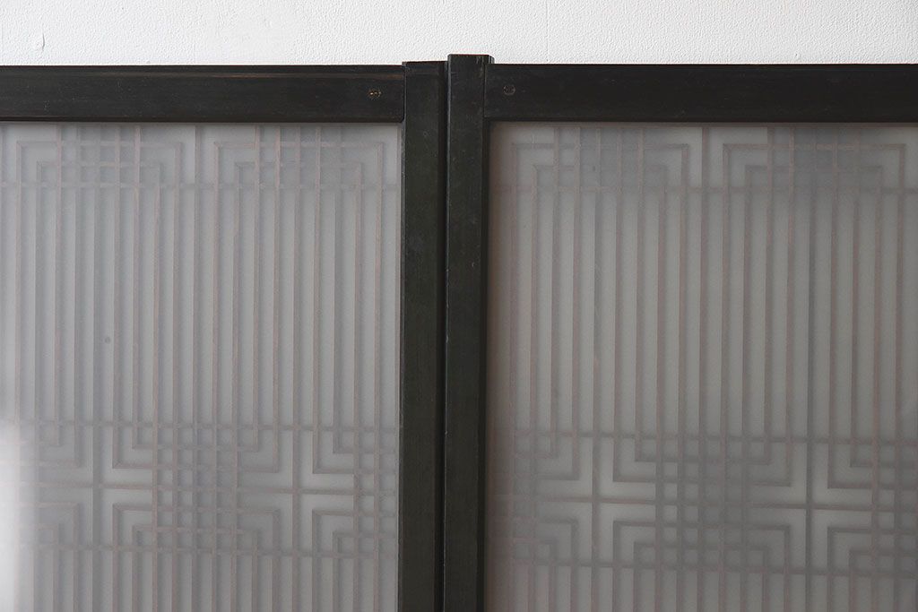 【T様ご成約分】昭和期 細かな組子が美しい書院ガラス戸4枚セット(欄間、引き戸、窓)