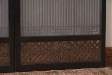 【T様ご成約分】昭和期 細かな組子が美しい書院ガラス戸4枚セット(欄間、引き戸、窓)