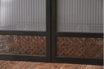 【T様ご成約分】昭和期 細かな組子が美しい書院ガラス戸4枚セット(欄間、引き戸、窓)