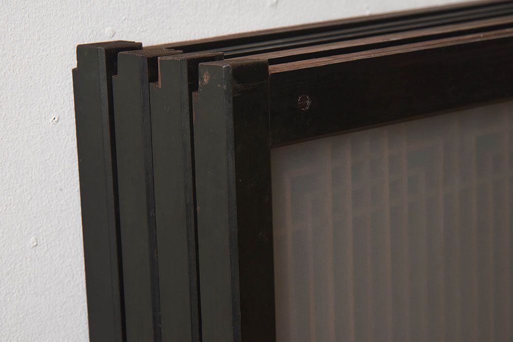 【T様ご成約分】昭和期 細かな組子が美しい書院ガラス戸4枚セット(欄間、引き戸、窓)