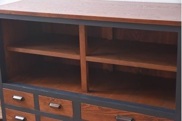 ペイント家具　和モダンなアンティークサイドキャビネット(収納棚、食器棚、戸棚)