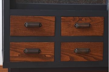 ペイント家具　和モダンなアンティークサイドキャビネット(収納棚、食器棚、戸棚)