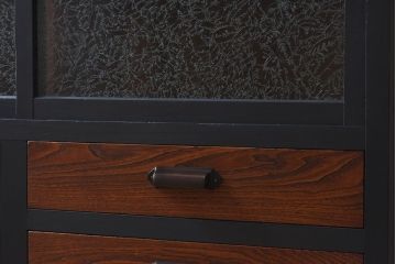 ペイント家具　和モダンなアンティークサイドキャビネット(収納棚、食器棚、戸棚)