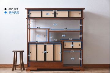 アンティーク家具　和製アンティーク　欅材製!和の空間を引きたてる大型の飾り棚(陳列棚)
