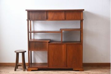 アンティーク家具　和製アンティーク　欅材製!和の空間を引きたてる大型の飾り棚(陳列棚)