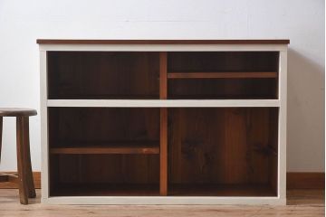 【K様ご決済用・ご成約済み】ペイント家具　アイボリーカラーが可愛らしいアンティークサイドボード(収納棚、戸棚)