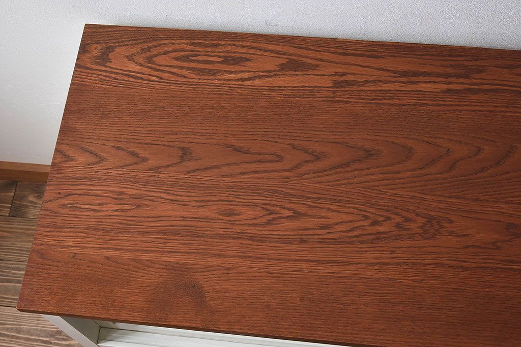 【K様ご決済用・ご成約済み】ペイント家具　アイボリーカラーが可愛らしいアンティークサイドボード(収納棚、戸棚)