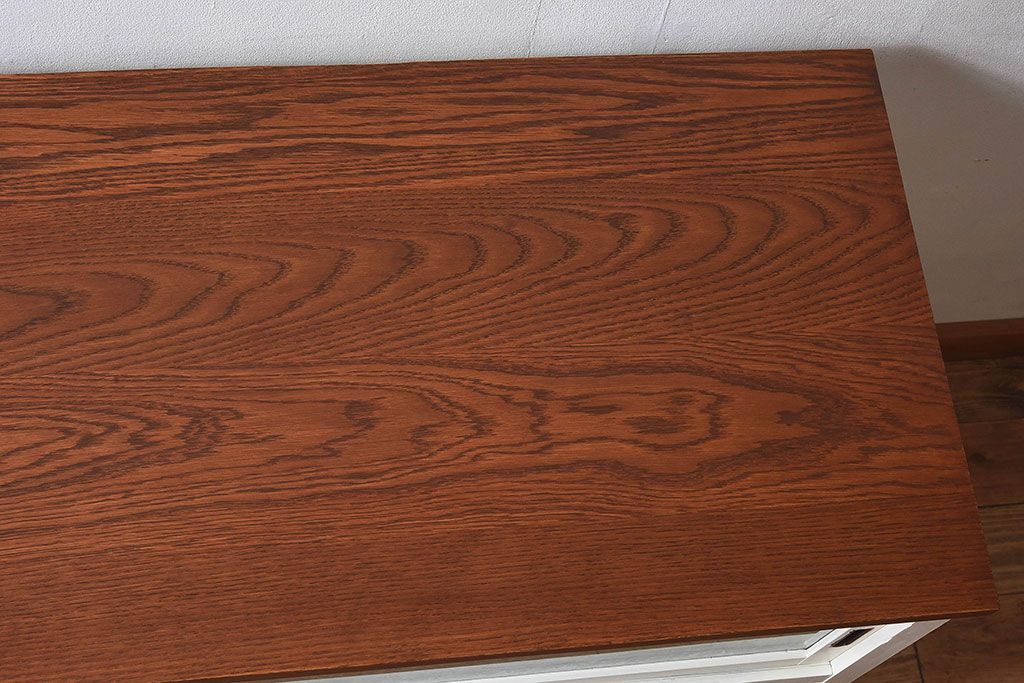 【K様ご決済用・ご成約済み】ペイント家具　アイボリーカラーが可愛らしいアンティークサイドボード(収納棚、戸棚)