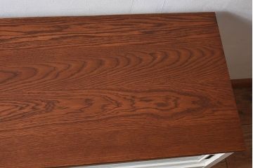 【K様ご決済用・ご成約済み】ペイント家具　アイボリーカラーが可愛らしいアンティークサイドボード(収納棚、戸棚)