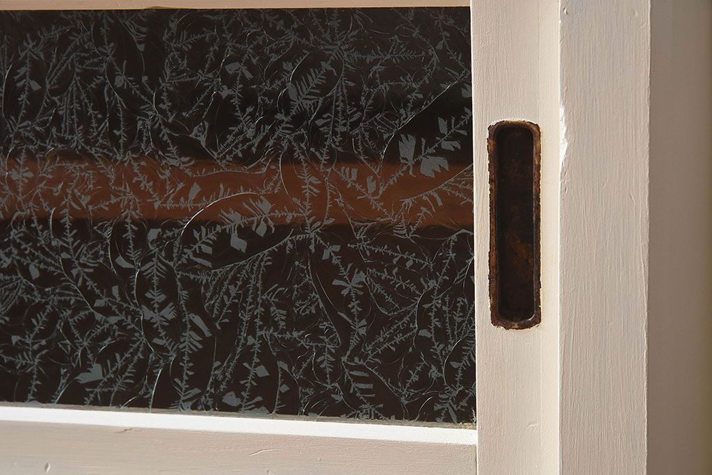 【K様ご決済用・ご成約済み】ペイント家具　アイボリーカラーが可愛らしいアンティークサイドボード(収納棚、戸棚)