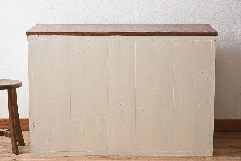 【K様ご決済用・ご成約済み】ペイント家具　アイボリーカラーが可愛らしいアンティークサイドボード(収納棚、戸棚)