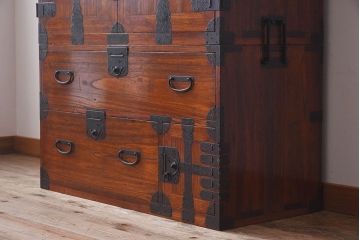 アンティーク家具　和製アンティーク　江戸〜明治期!観音開き　春慶塗の重ね箪笥(衣装箪笥・引き出し)