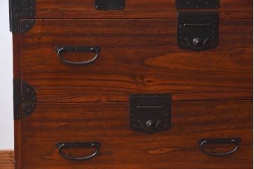 アンティーク家具　和製アンティーク　江戸〜明治期!観音開き　春慶塗の重ね箪笥(衣装箪笥・引き出し)