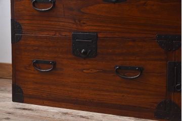 アンティーク家具　和製アンティーク　江戸〜明治期!観音開き　春慶塗の重ね箪笥(衣装箪笥・引き出し)