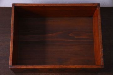 アンティーク雑貨　和製アンティーク　漆塗りが施されたレトロな木箱(収納箱、収納ケース)