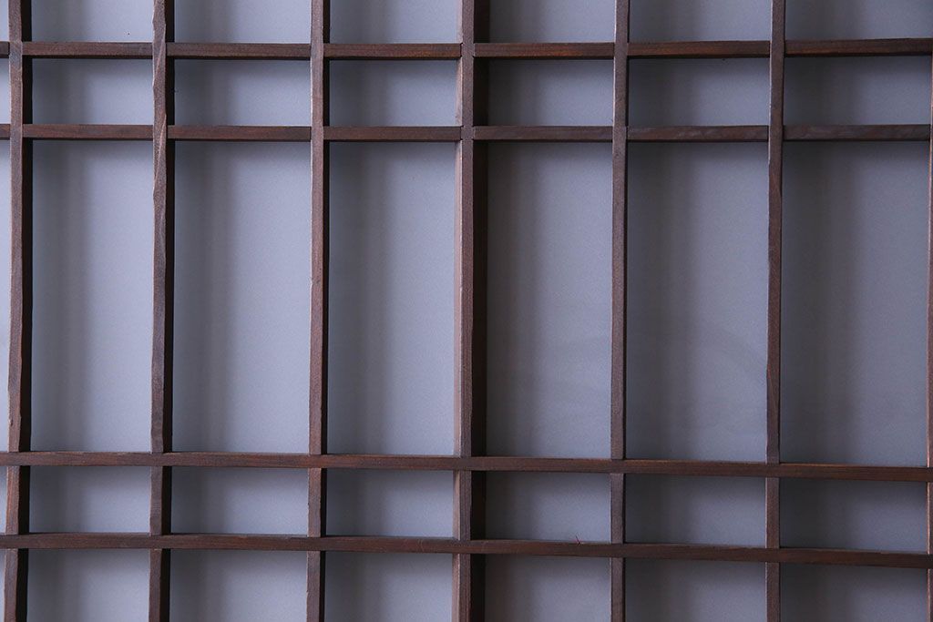 和製アンティーク　凝った格子のデザインが素敵なガラス戸(格子戸、引き戸、建具)2枚セット