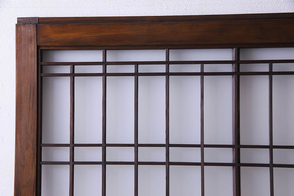 和製アンティーク　凝った格子のデザインが素敵なガラス戸(格子戸、引き戸、建具)2枚セット