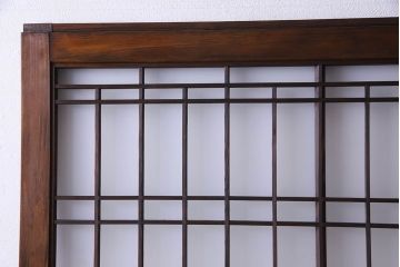 和製アンティーク　凝った格子のデザインが素敵なガラス戸(格子戸、引き戸、建具)2枚セット