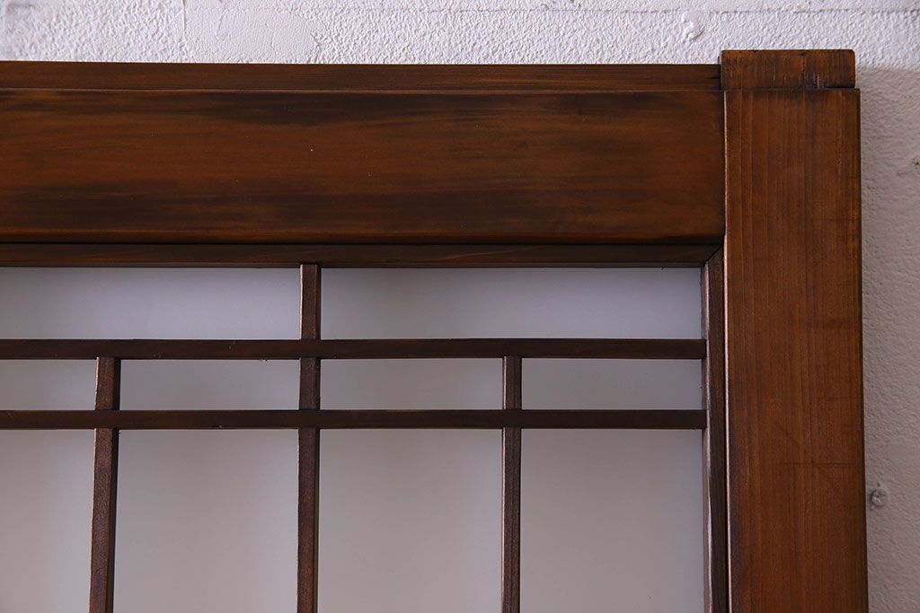 和製アンティーク　凝った格子のデザインが素敵なガラス戸(格子戸、引き戸、建具)2枚セット