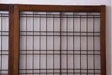 和製アンティーク　凝った格子のデザインが素敵なガラス戸(格子戸、引き戸、建具)2枚セット