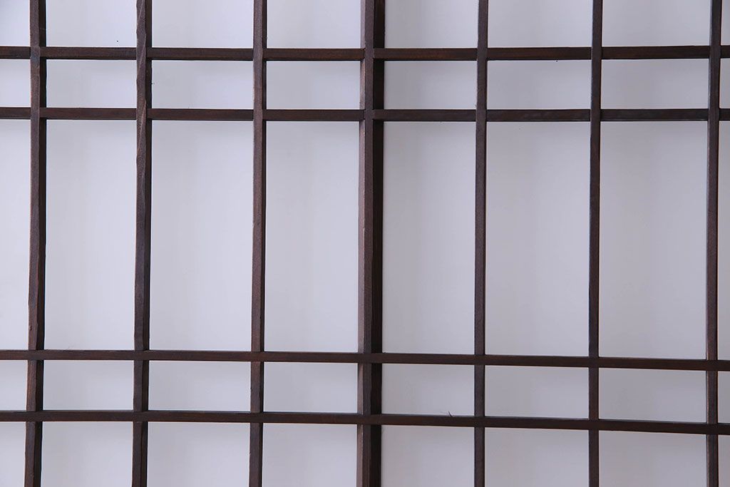 和製アンティーク　凝った格子のデザインが素敵なガラス戸(格子戸、引き戸、建具)2枚セット