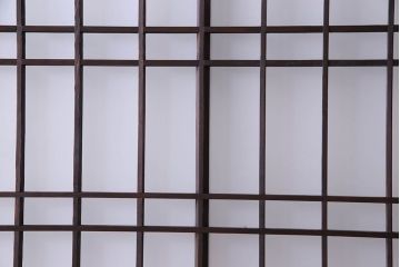 和製アンティーク　凝った格子のデザインが素敵なガラス戸(格子戸、引き戸、建具)2枚セット