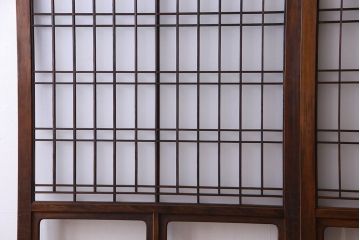 和製アンティーク　凝った格子のデザインが素敵なガラス戸(格子戸、引き戸、建具)2枚セット