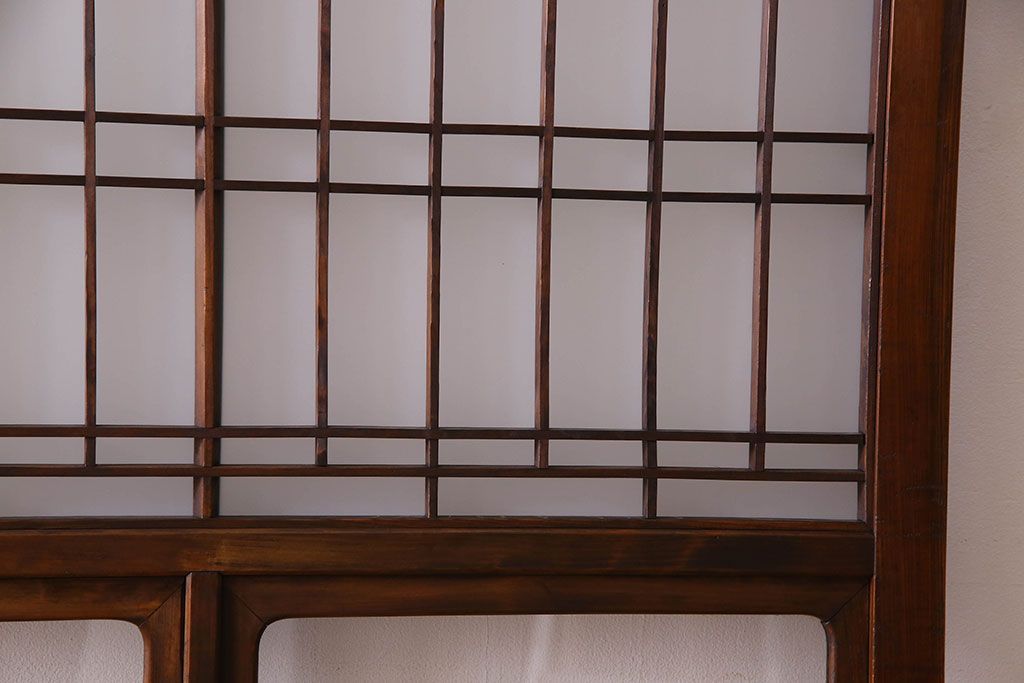 和製アンティーク　凝った格子のデザインが素敵なガラス戸(格子戸、引き戸、建具)2枚セット