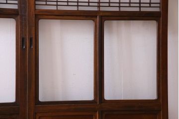 和製アンティーク　凝った格子のデザインが素敵なガラス戸(格子戸、引き戸、建具)2枚セット