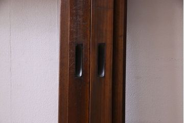 和製アンティーク　凝った格子のデザインが素敵なガラス戸(格子戸、引き戸、建具)2枚セット