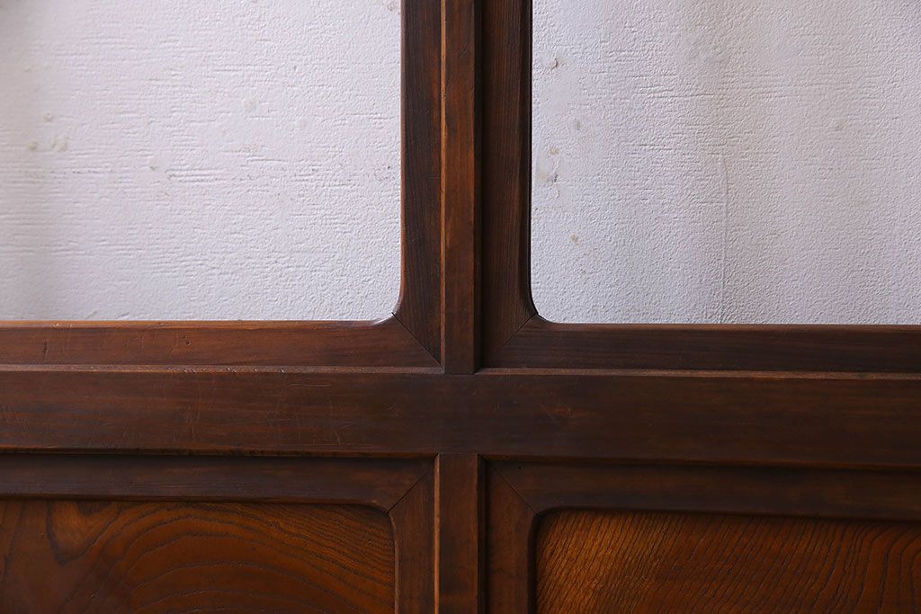 和製アンティーク　凝った格子のデザインが素敵なガラス戸(格子戸、引き戸、建具)2枚セット