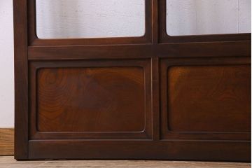 和製アンティーク　凝った格子のデザインが素敵なガラス戸(格子戸、引き戸、建具)2枚セット