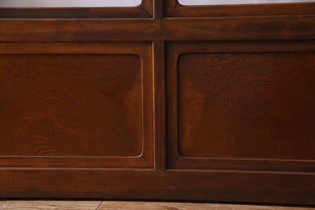 和製アンティーク　凝った格子のデザインが素敵なガラス戸(格子戸、引き戸、建具)2枚セット