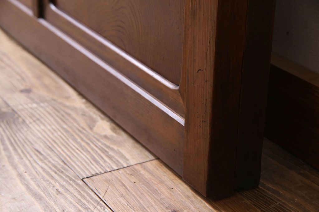 和製アンティーク　凝った格子のデザインが素敵なガラス戸(格子戸、引き戸、建具)2枚セット