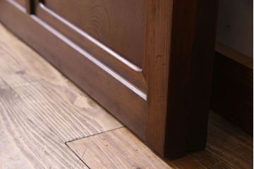 和製アンティーク　凝った格子のデザインが素敵なガラス戸(格子戸、引き戸、建具)2枚セット