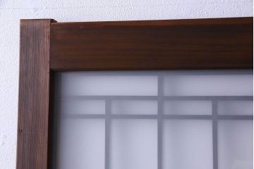 和製アンティーク　凝った格子のデザインが素敵なガラス戸(格子戸、引き戸、建具)2枚セット