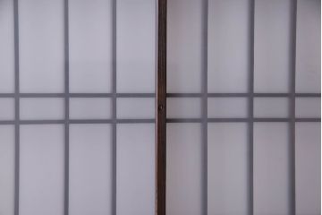 和製アンティーク　凝った格子のデザインが素敵なガラス戸(格子戸、引き戸、建具)2枚セット