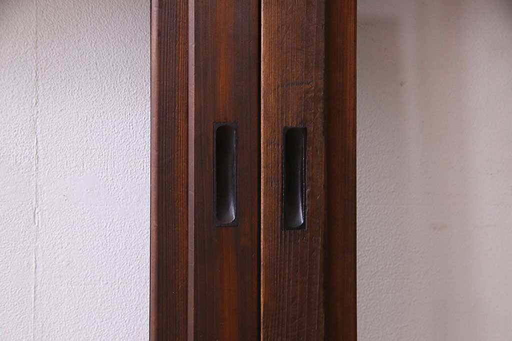 和製アンティーク　凝った格子のデザインが素敵なガラス戸(格子戸、引き戸、建具)2枚セット