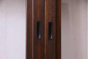 和製アンティーク　凝った格子のデザインが素敵なガラス戸(格子戸、引き戸、建具)2枚セット