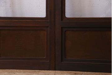 和製アンティーク　凝った格子のデザインが素敵なガラス戸(格子戸、引き戸、建具)2枚セット