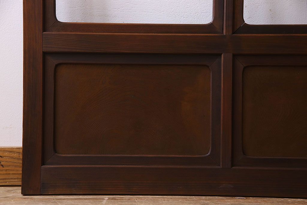 和製アンティーク　凝った格子のデザインが素敵なガラス戸(格子戸、引き戸、建具)2枚セット