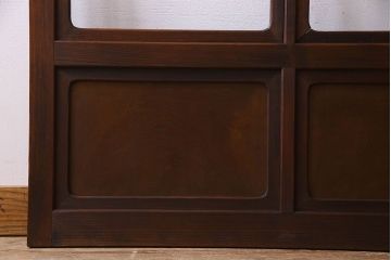 和製アンティーク　凝った格子のデザインが素敵なガラス戸(格子戸、引き戸、建具)2枚セット