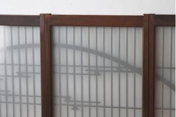 和製アンティーク　美しい扇のデザインが目を惹くガラス戸(引き戸、格子戸)