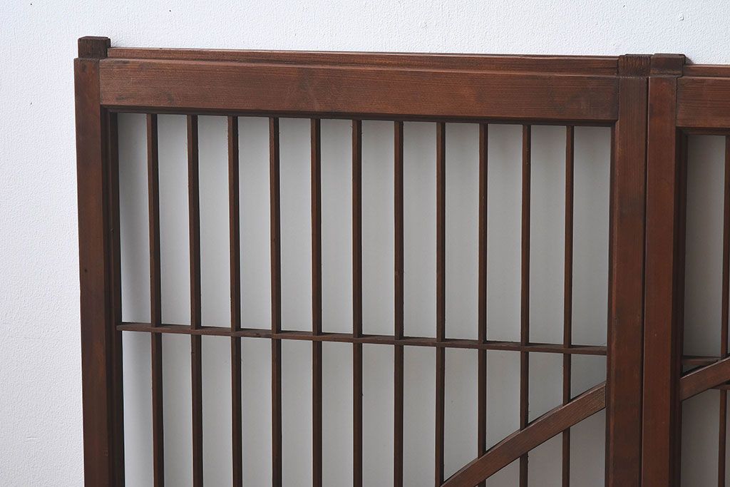 和製アンティーク　美しい扇のデザインが目を惹くガラス戸(引き戸、格子戸)