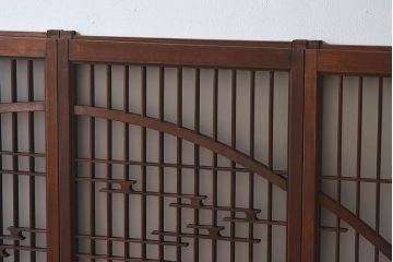 和製アンティーク　美しい扇のデザインが目を惹くガラス戸(引き戸、格子戸)