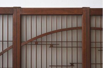 和製アンティーク　美しい扇のデザインが目を惹くガラス戸(引き戸、格子戸)