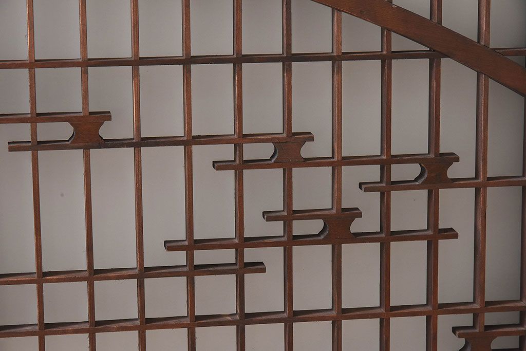 和製アンティーク　美しい扇のデザインが目を惹くガラス戸(引き戸、格子戸)