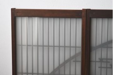 和製アンティーク　美しい扇のデザインが目を惹くガラス戸(引き戸、格子戸)